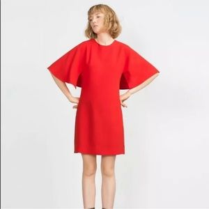 Zara Women's Red Wide Cape Sleeve Mini Dress Size XSmall